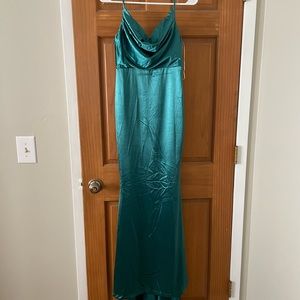 Hello Molly emerald green satin dress. New with tags, never worn!